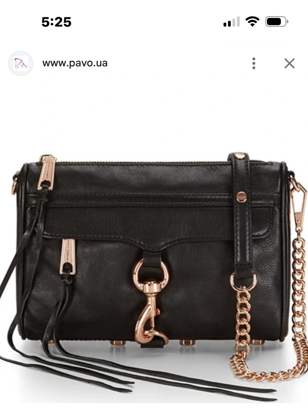 Rebecca Minkoff Mini M.A.C. crossbody bag featuring black Gold tone hardware